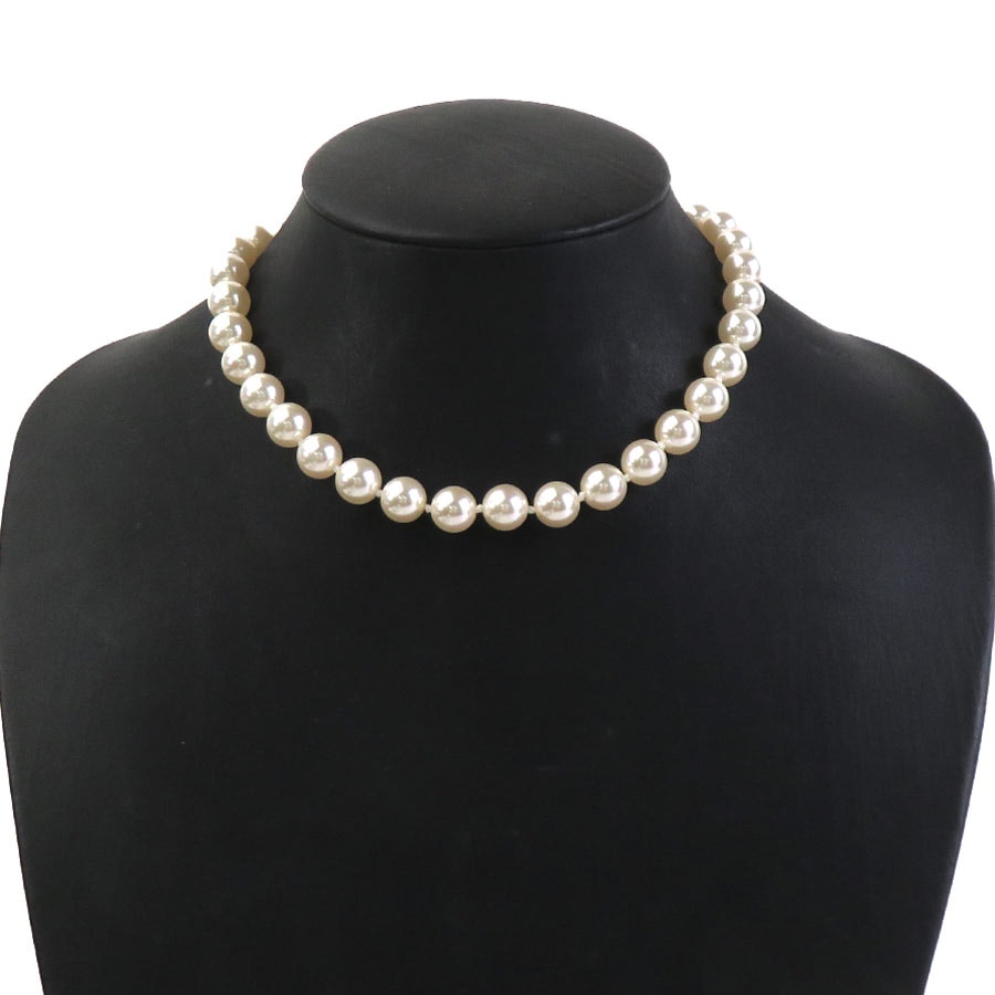 ミュウミュウ MIUMIU ネックレス フェイクパール/メタル ホワイト/ゴールド レディース【中古】 56884k