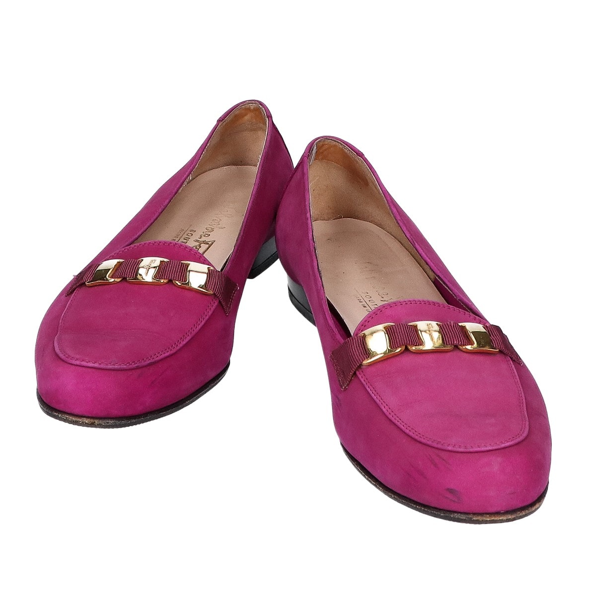 サルヴァトーレフェラガモ パープル ヌバック 5869 PONZA ローヒールパンプス 71/2B