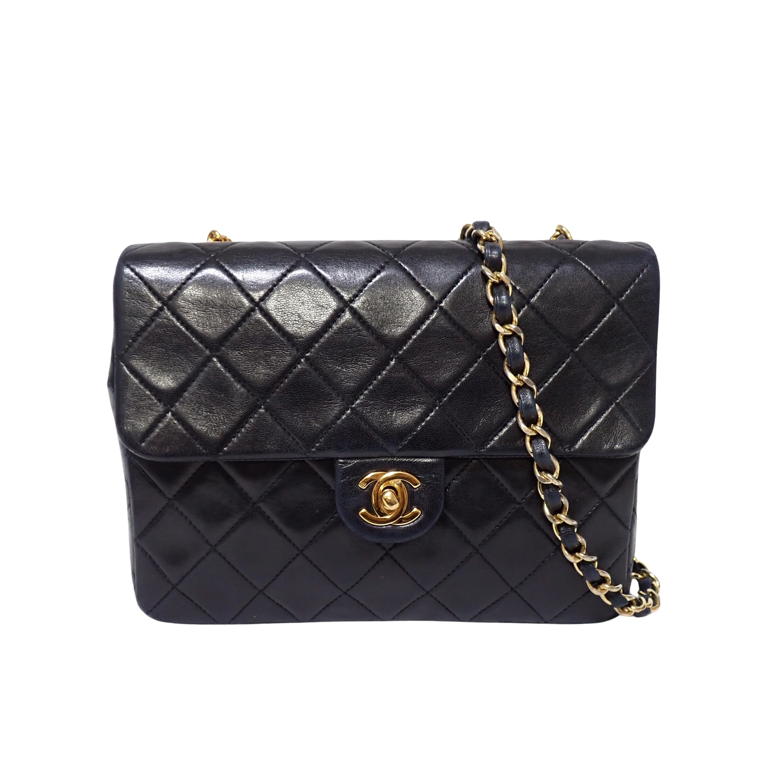 CHANEL Mini Matelasse 20 Chain Shoulder Bag Leather "Black"