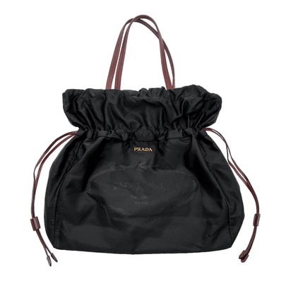 PRADA プラダ ロゴ 巾着 トートバッグ
肩掛け ハンドル長め BN1757 ナイロン レザー ブラック レディース
【中古】