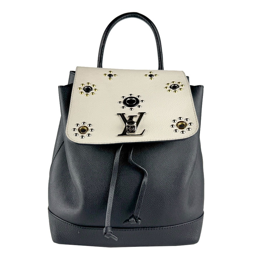 ルイ ヴィトン LOUIS VUITTON リュック ロックミー バックパック レザー ブラック/オフホワイト シルバー/ゴールド レディース M54108【中古】 z8235