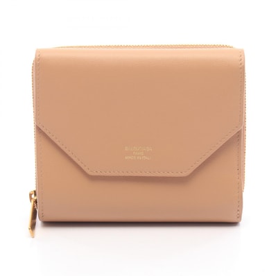 バレンシアガ BALENCIAGA エンベロープ 三つ折り財布 財布 レザー レディース ベージュ系 753762 【中古】