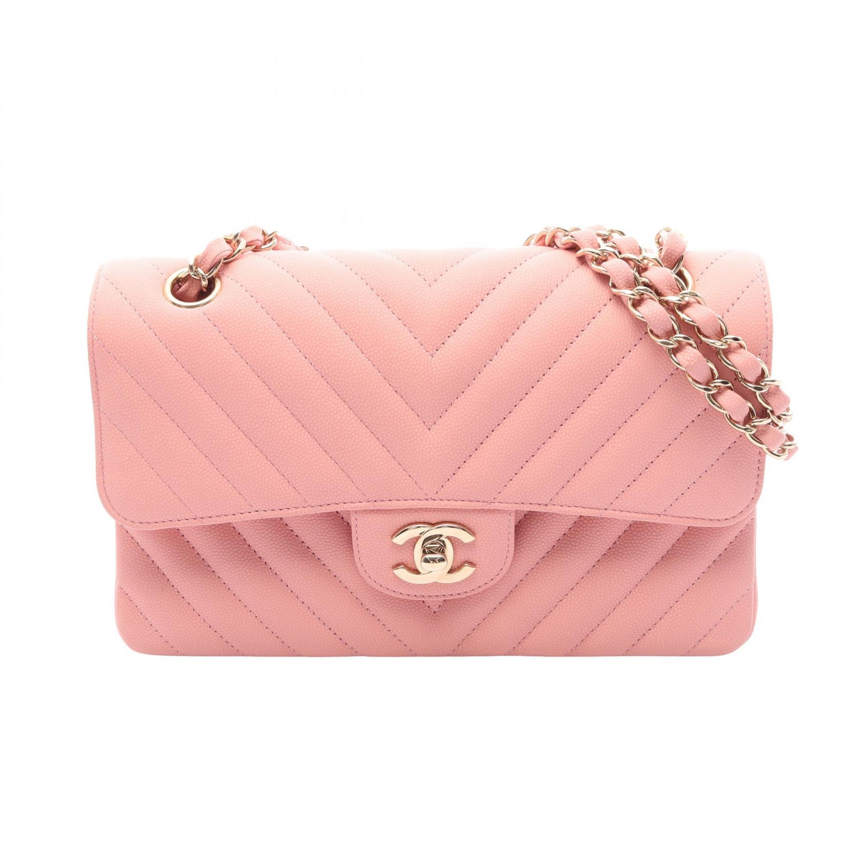 シャネル CHANEL マトラッセ Wフラップ ショルダーバッグ バッグ キャビアスキン(グレインドカーフ) レディース ピンク系 A01113 【中古】