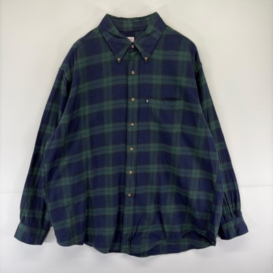 古着 ブルックスブラザーズ Brooks Brothers 長袖シャツ ボタンダウン ネル 346 大きいサイズ XL ネイビー系 チェック メンズ