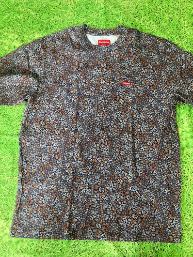 Supreme Small Box Tee "Navy Floral Cards"(21FW)