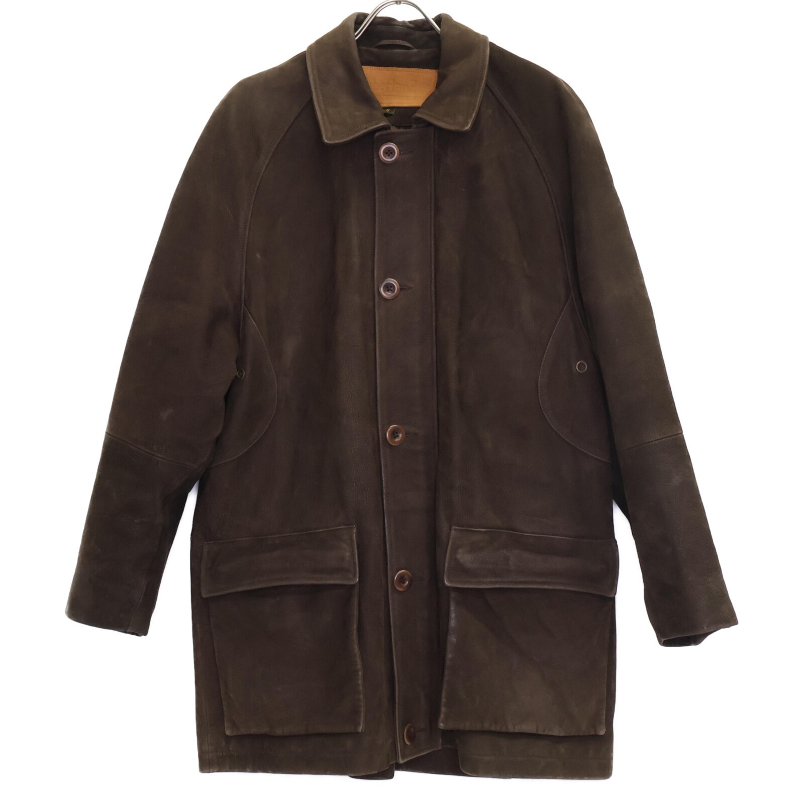 ティンバーランド ブラウン レザー ジップアップ ジャケット S