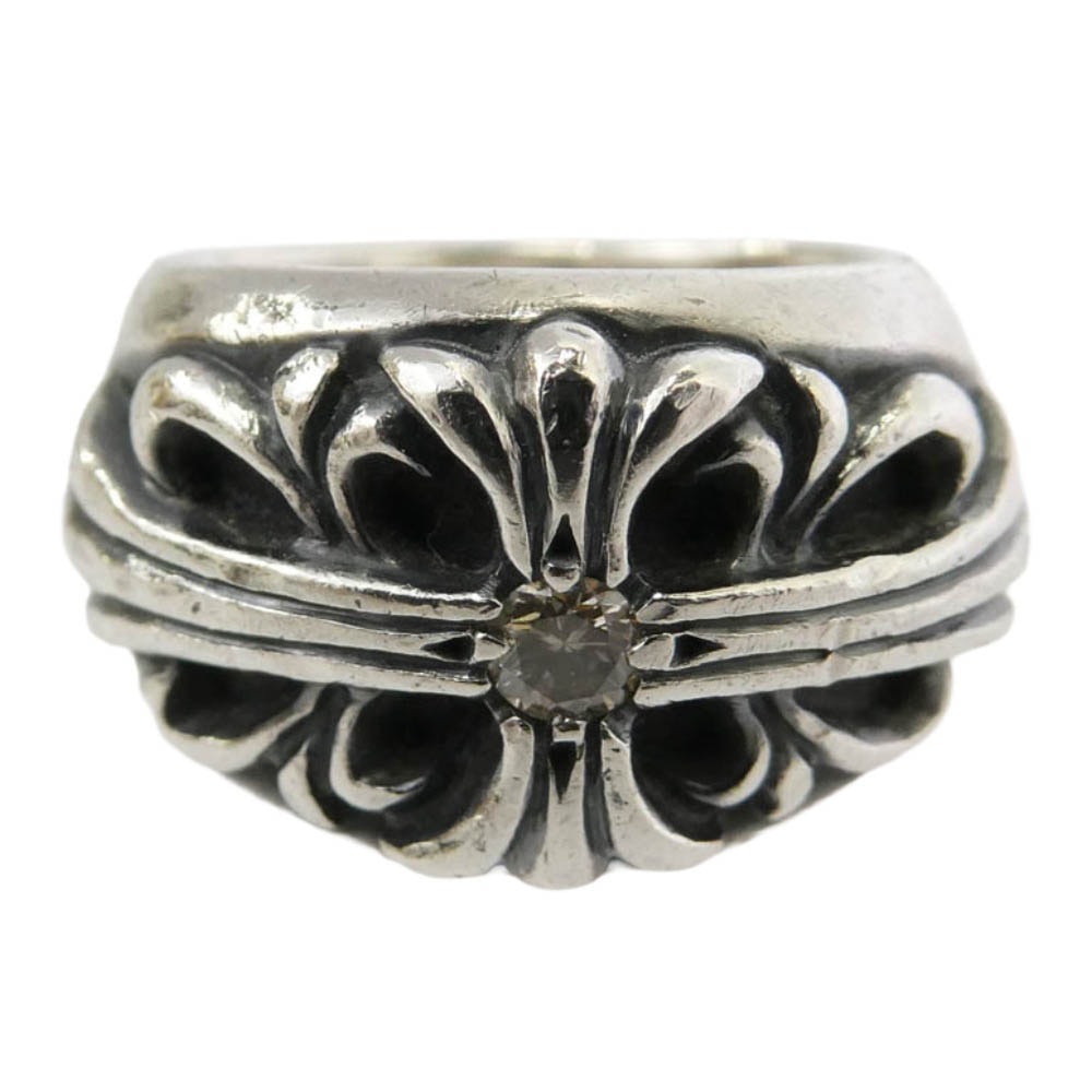 CHROME HEARTS クロムハーツ(原本有) FLRL CRS 1DIA フローラルクロス 1ダイヤ リング シルバー系 約9.5号【中古】