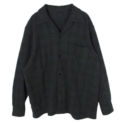 COMOLI コモリ 長袖シャツ 20AW S03-02008 カシミヤ混ウール チェック オープンカラー シャツ ダークグレー系 2【中古】