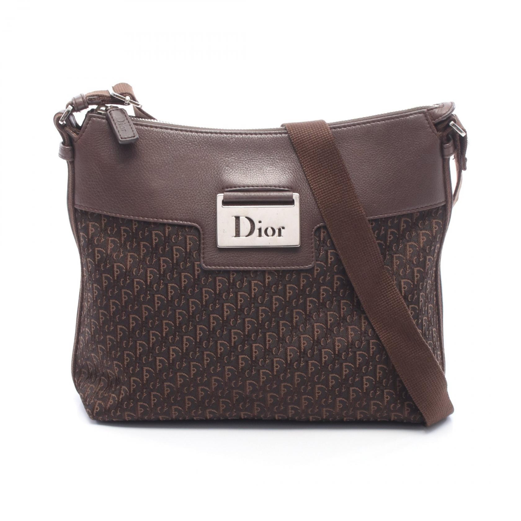 ディオール Dior ストリートシック トロッター ショルダーバッグ バッグ キャンバス レザー レディース ブラウン系 【中古】