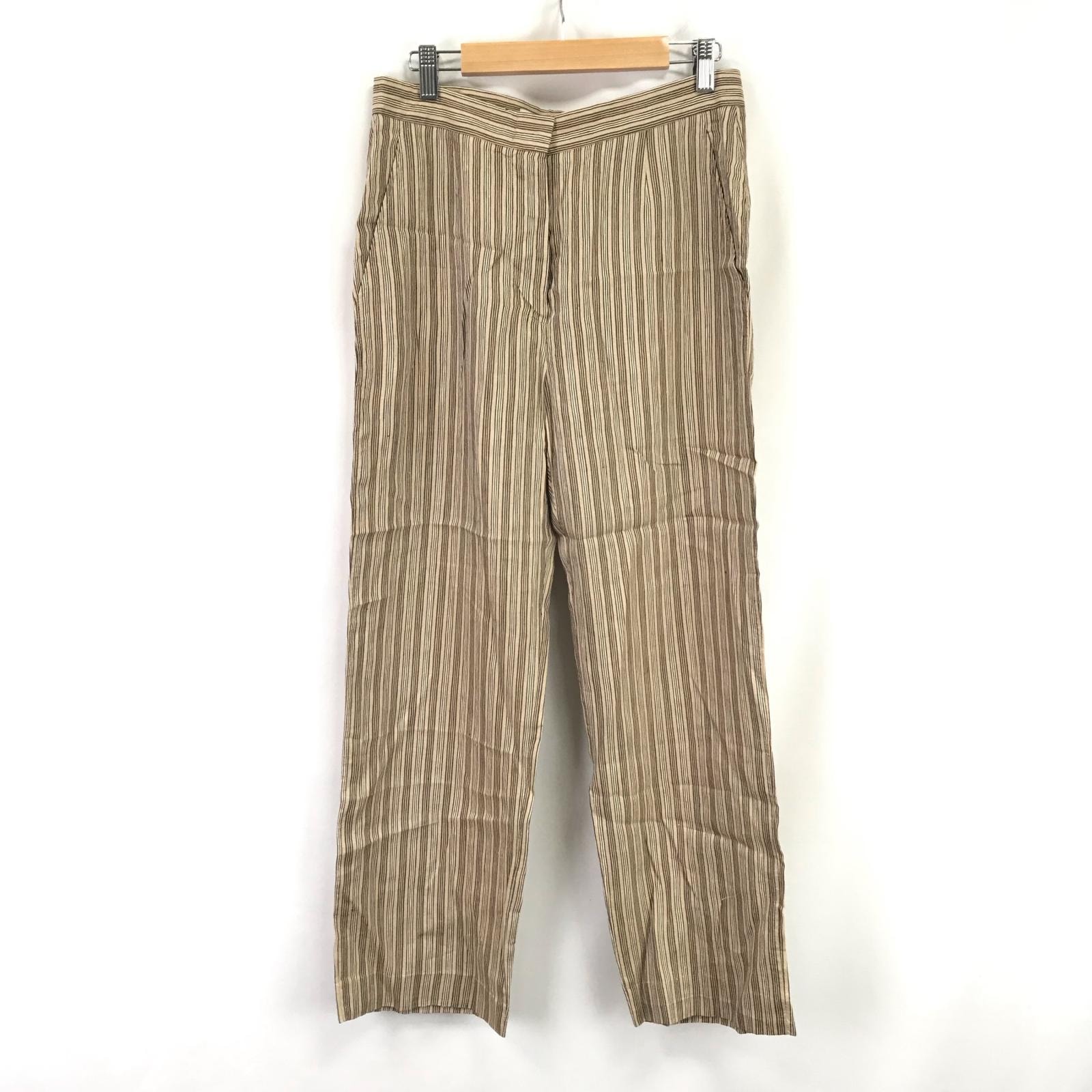 イタリア製★MAX MARA【マックスマーラ】イージーパンツ【J42/USA8/レディースM-L程度/股下67cm/ストライプ柄/茶/brown】薄手/ズボン/ボトムス/Pants/Trouser◆BJ039-c