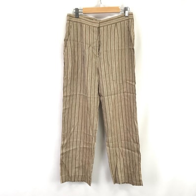 イタリア製★MAX MARA【マックスマーラ】イージーパンツ【J42/USA8/レディースM-L程度/股下67cm/ストライプ柄/茶/brown】薄手/ズボン/ボトムス/Pants/Trouser◆BJ039-c
