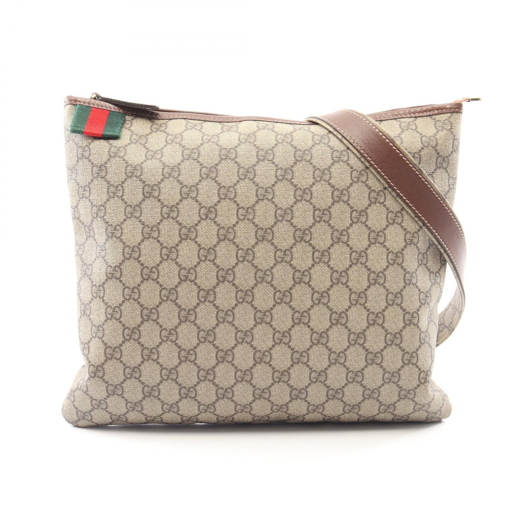 グッチ GUCCI GGスプリーム シェリーライン ショルダーバッグ バッグ PVCコーティングキャンバス レザー レディース ベージュ系 / ブラウン系 246412 【中古】