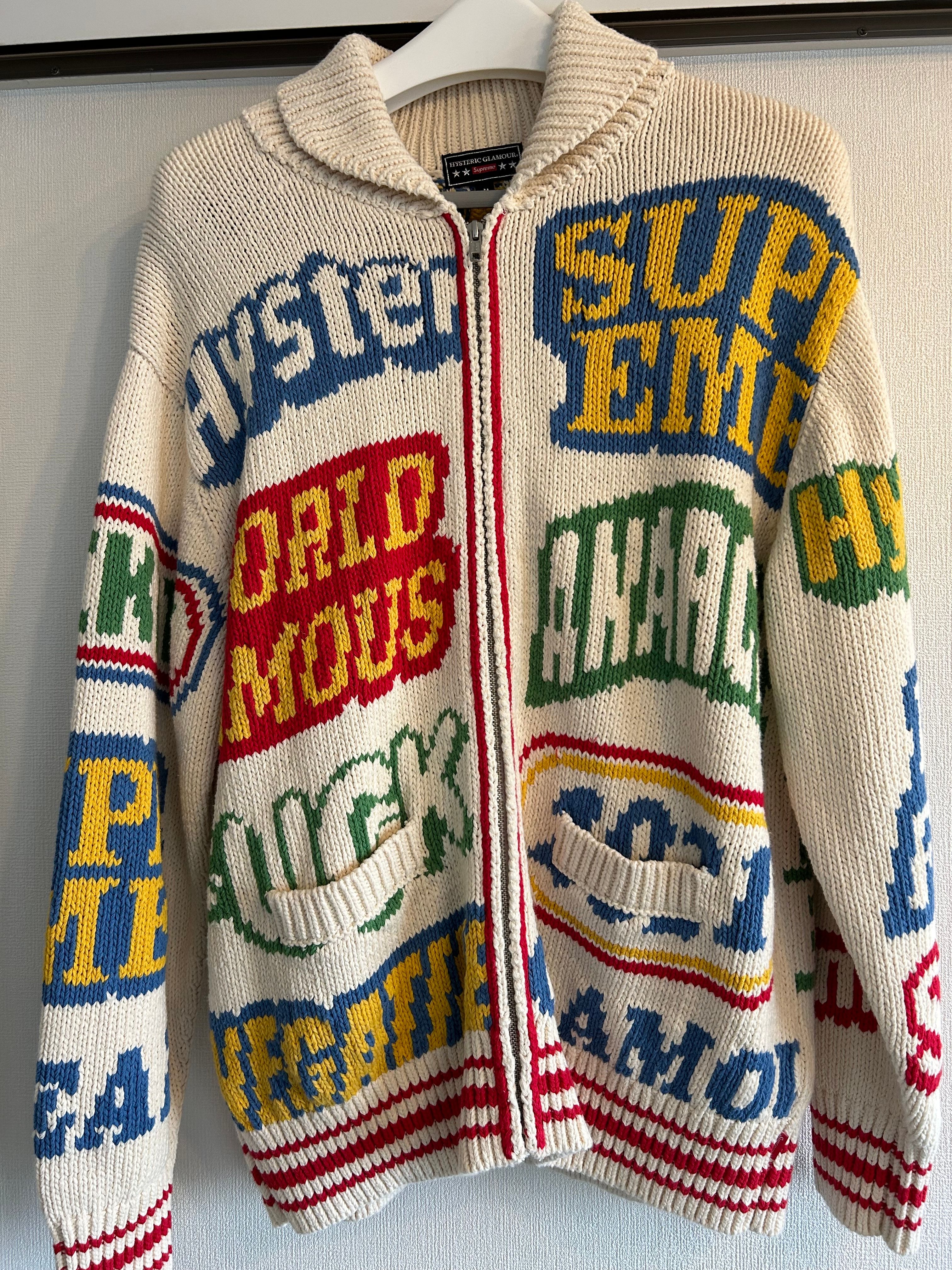 Supreme x HYSTERIC GLAMOUR Logos Zip Up Sweater "Natural"