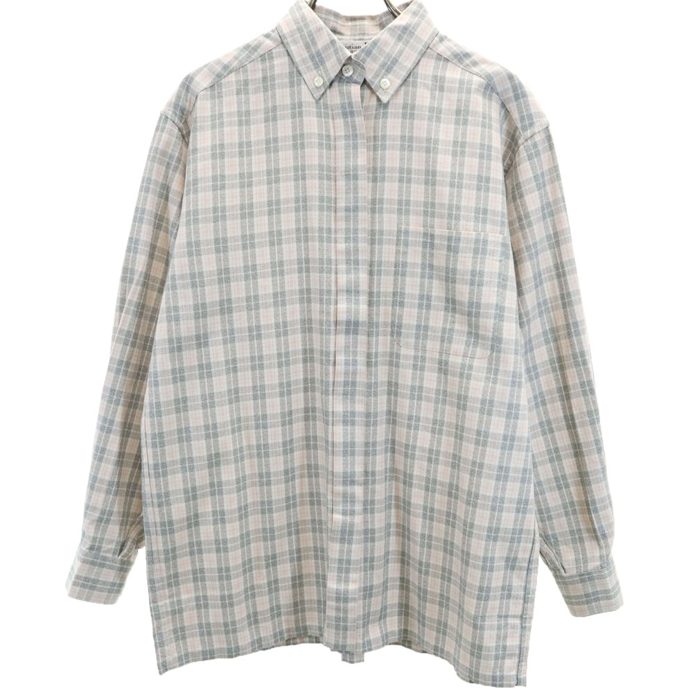 Christian Dior クリスチャンディオール 90s オールド チェック柄 長袖 ボタンダウンシャツ M ピンク系