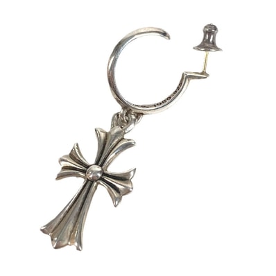 クロムハーツ CHROME HEARTS タイニーCHクロスフープピアス アクセサリー ジュエリー 片耳 ピアス SV925 シルバー