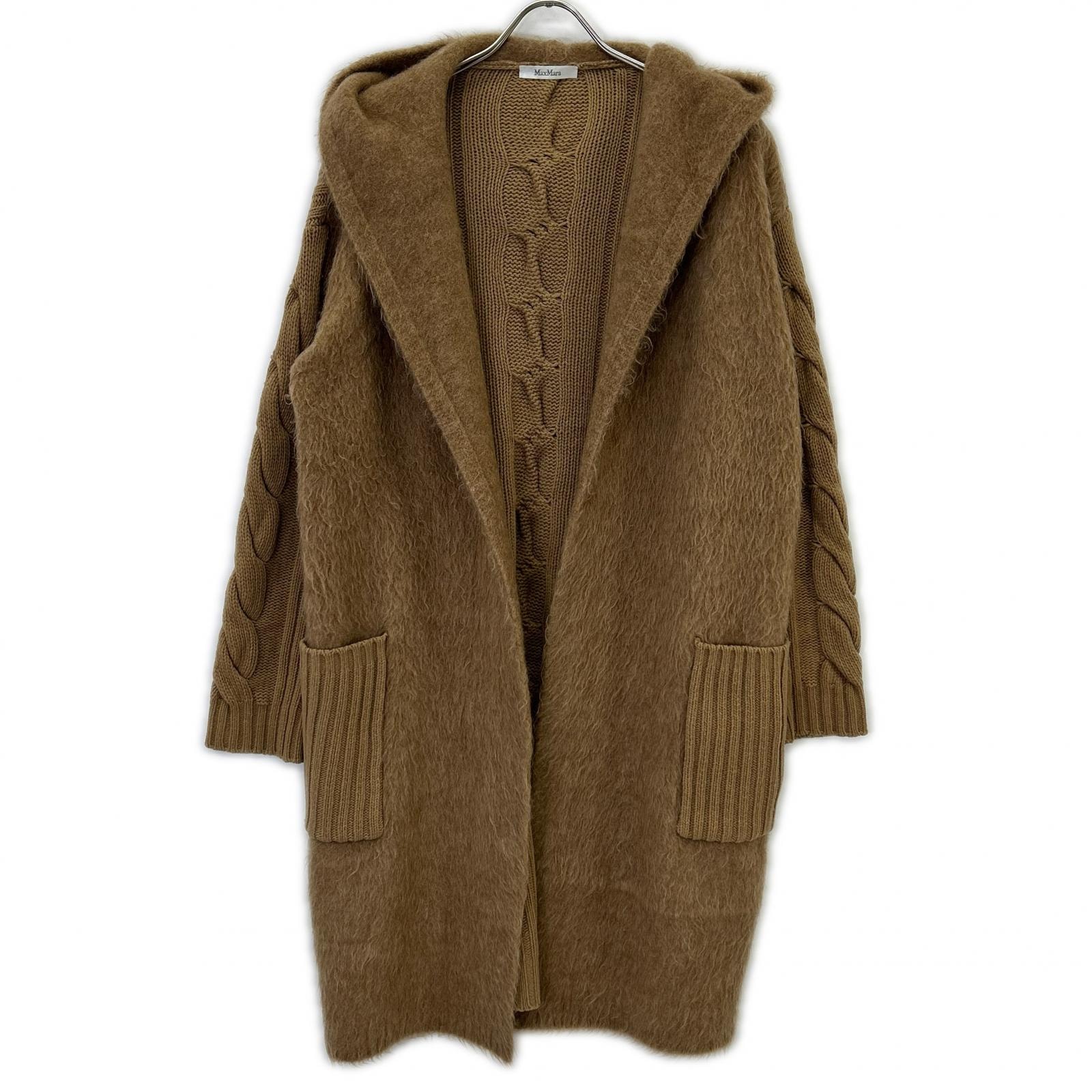 マックスマーラ 13460493 モヘヤカシミヤ混ニット切替フーテッドコート M