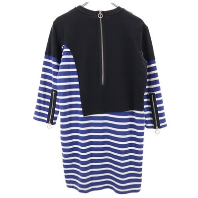 MARC BY MARC JACOBS マークバイマークジェイコブス ボーダー 長袖 ワンピース XS ブルー系 バックジップ