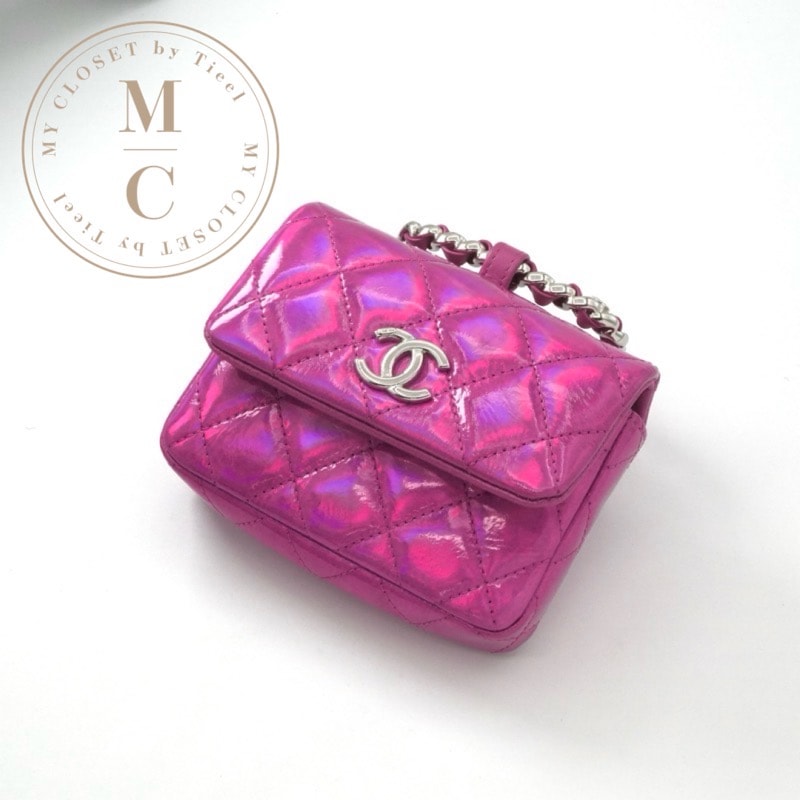 シャネル CHANEL チャーム メタリックピンク シルバー ココマーク マトラッセ ポーチ フック付き イヤーズギフト