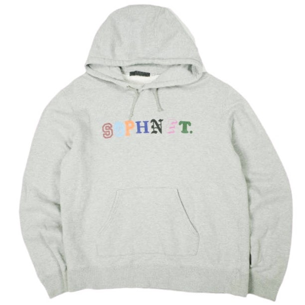 SOPHNET. ソフネット 日本製 ALPHABET PULL OVER SWEAT PARKA アルファベットロゴ スウェットプルオーバーパーカー SOPH-150163 L GRAY HOODIE 裏毛 トップス g26655