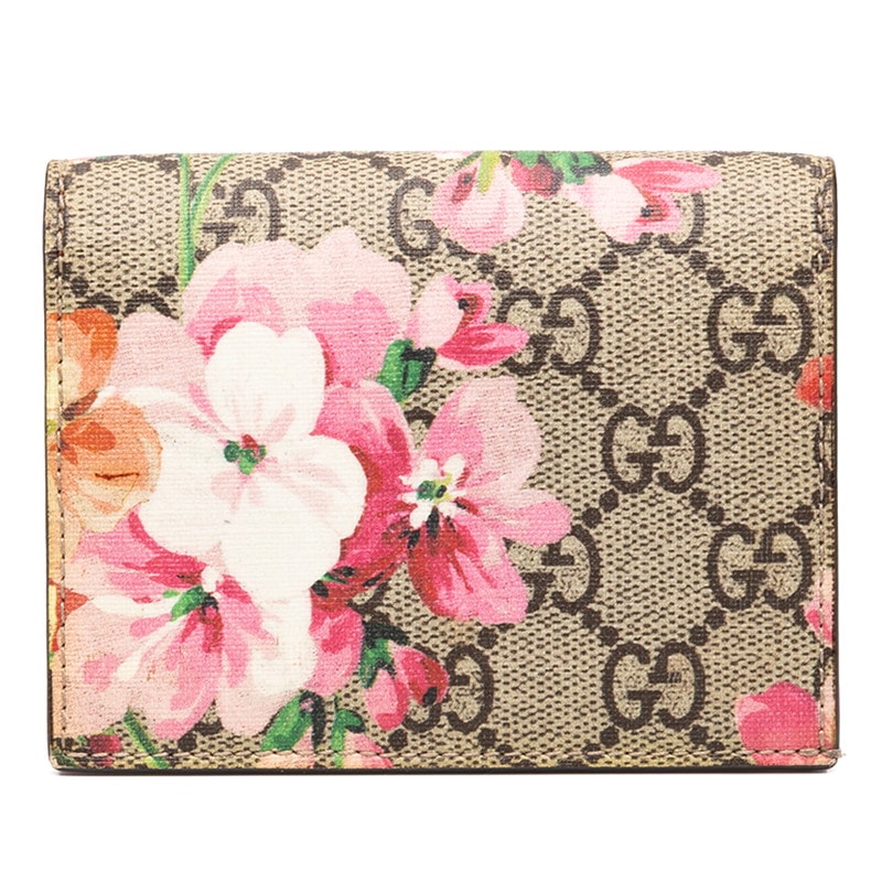 グッチ GGブルームス 二つ折り財布 453176 ベージュ PVC レザー レディース GUCCI 中古