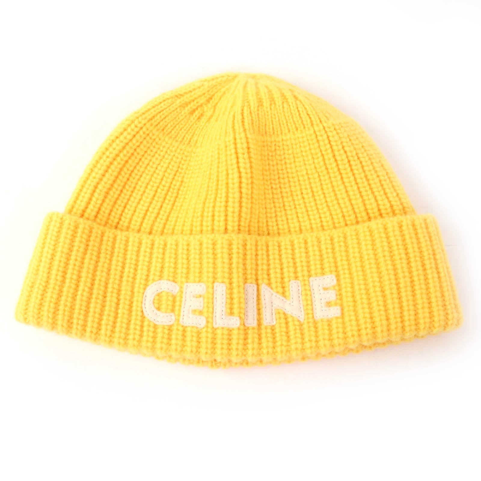 CELINE Embroidery Wool Knit Beanie "Yellow"