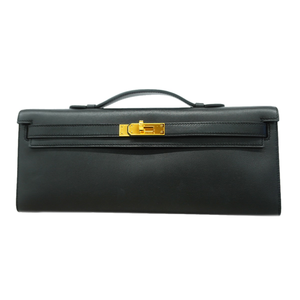 ★SALE【6id5600-g】エルメス ハンドバッグ ケリーカット スイフト ブラック ゴールド金具 C刻印【中古】レディース
