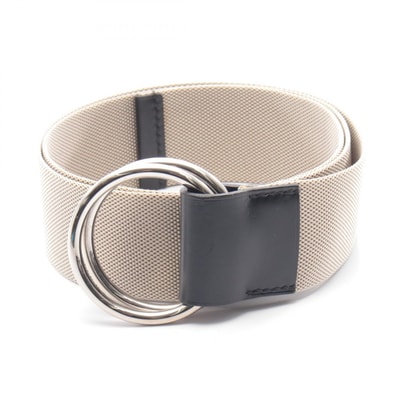 エルメス HERMES ダブルリング ベルト 衣料品 ナイロン カーフ(牛革) ボックスカーフ ベージュ □H刻印(2004年製造) レディース ベージュ系 / ブラック系 【中古】
