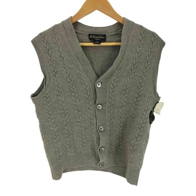 香港製 saxxon wool ケーブル編み Vネックニットベスト【1138483522913】