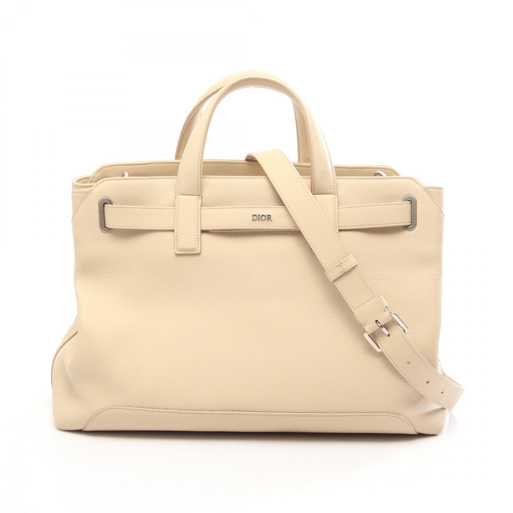 ディオール Dior ノルマンディー ミディアム 2WAY トートバッグ バッグ レザー レディース ベージュ系 【中古】