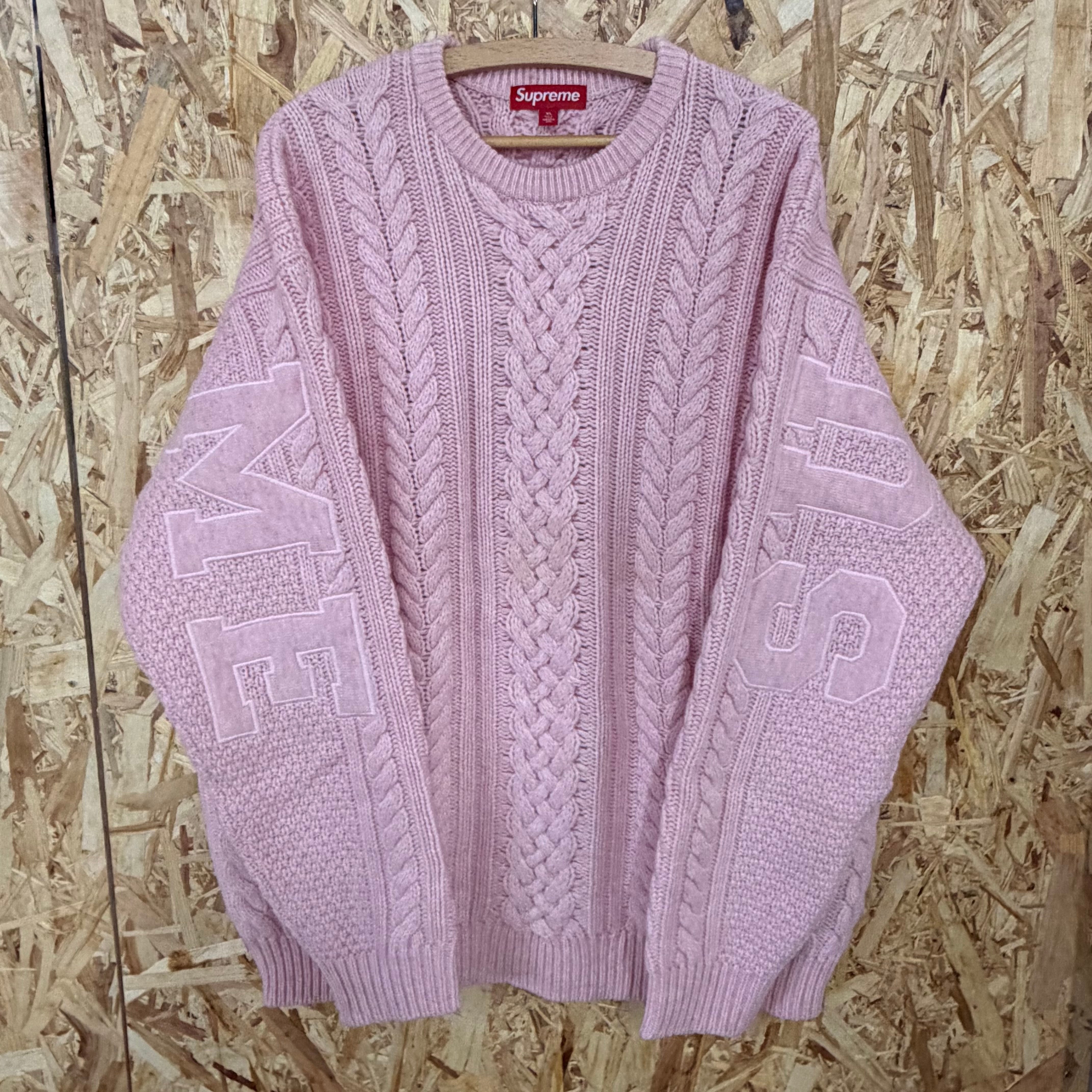 Supreme Applique Cable Knit Sweater "Pink"