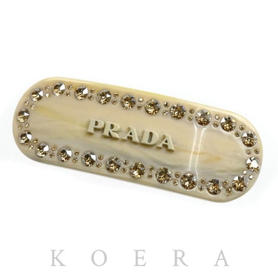 PRADA プラダ 真鍮 ラインストーン プレックス ヘアクリップ バレッタ 1IF043_2CD0_F0304 レディース【中古】
