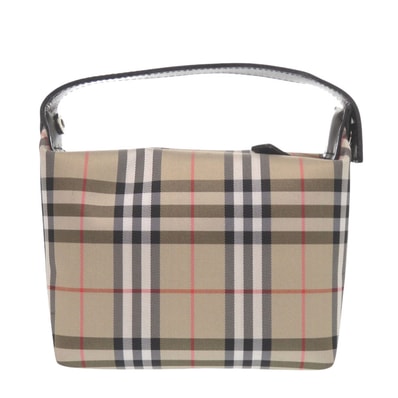 バーバリー ノバチェック ポーチ ナイロン レザー ベージュ