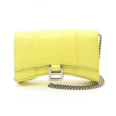バレンシアガ BALENCIAGA アワーグラス ショルダーバッグ バッグ レザー レディース イエロー系 656050 【中古】