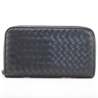 ボッテガヴェネタ 長財布 イントレチャート ラウンドファスナー ブラウン