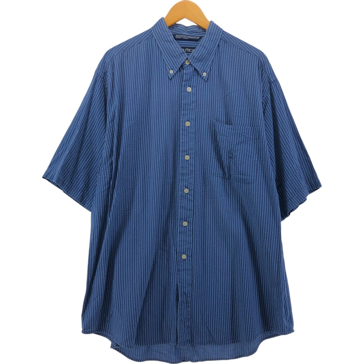 古着 90年代 ノーティカ NAUTICA シアサッカー 半袖 ボタンダウン ストライプシャツ メンズXL相当 ヴィンテージ/eaa543771