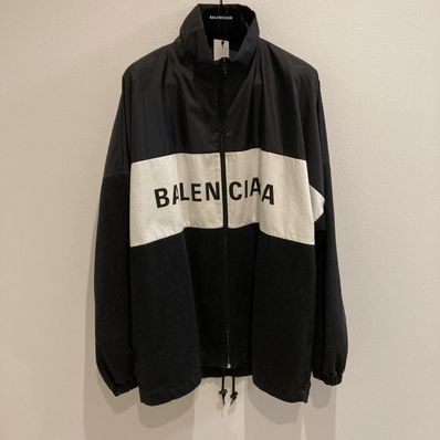 BALENCIAGA Logo Nylon Denim Track Jacket "Black"