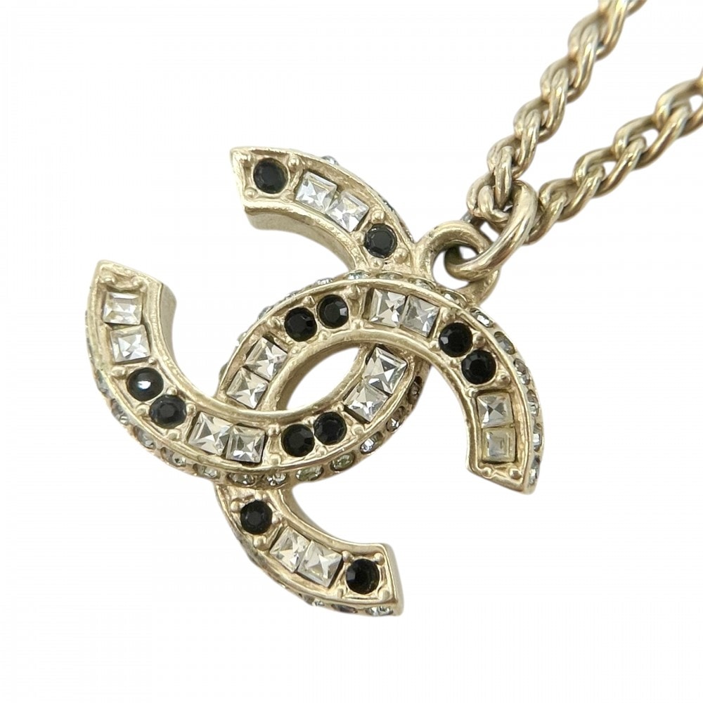 CHANEL シャネル ネックレス アジャスター付き ココマーク ココ ゴールド ペンダント アクセサリー GP  ラインストーン   A15V レディース 約9.9g 2015年【中古品】