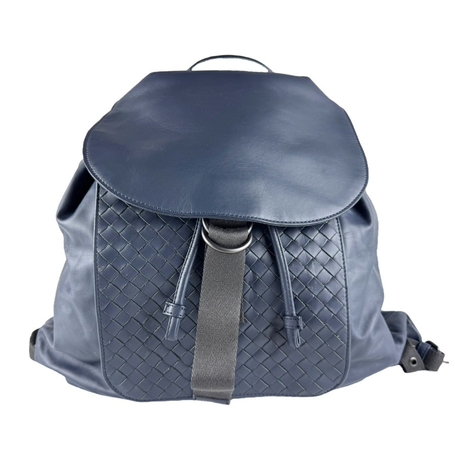 ボッテガヴェネタ BOTTEGAVENETA リュック イントレチャート レザー ネイビー メンズ【中古】 z9281