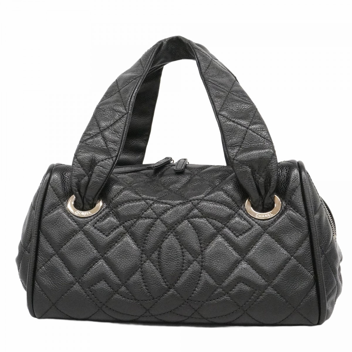 【6de5540-k】シャネル ハンドバッグ マトラッセ キャビアスキン ブラック シルバー金具【中古】レディース