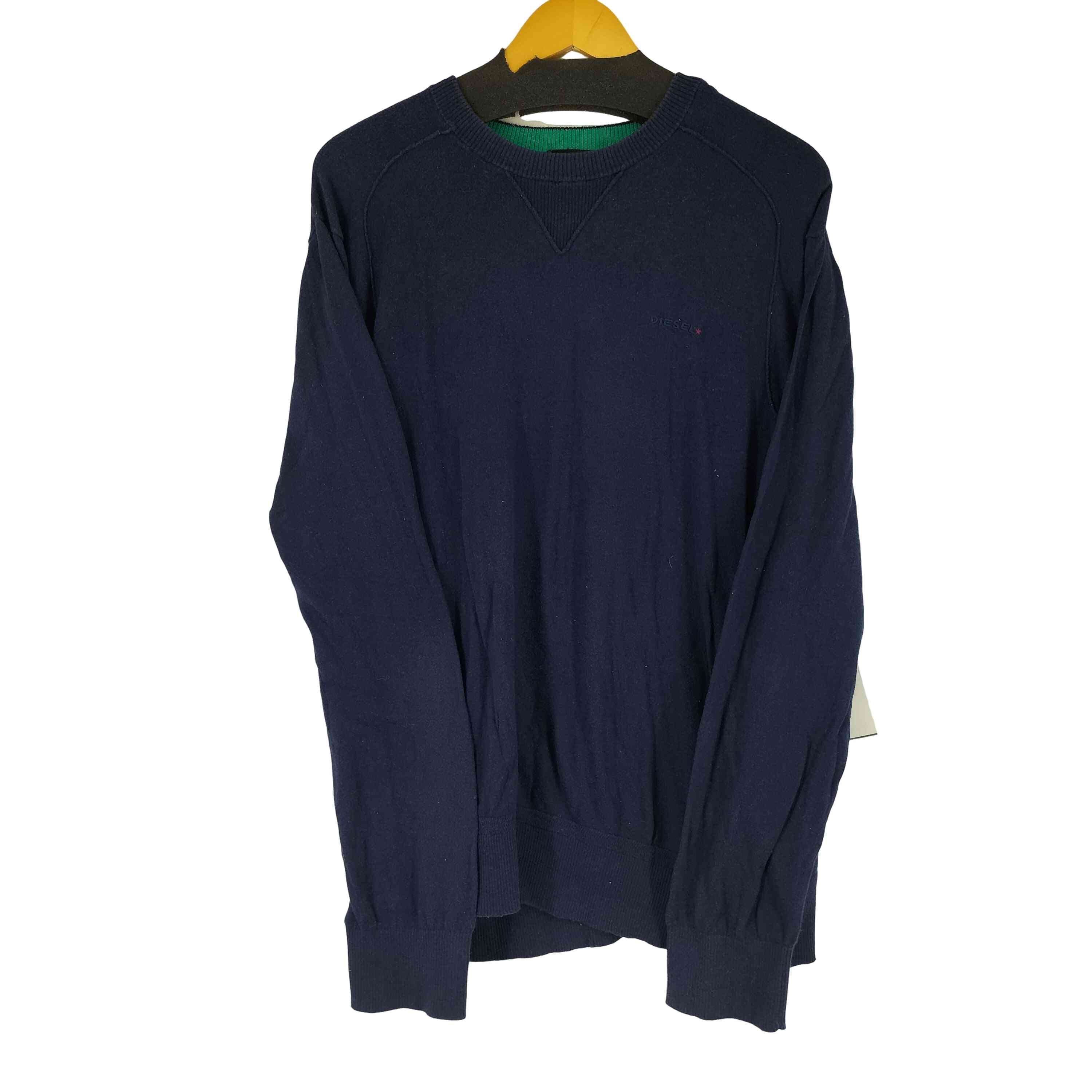 フロント刺繍 クルーネックニット【1141163743164】