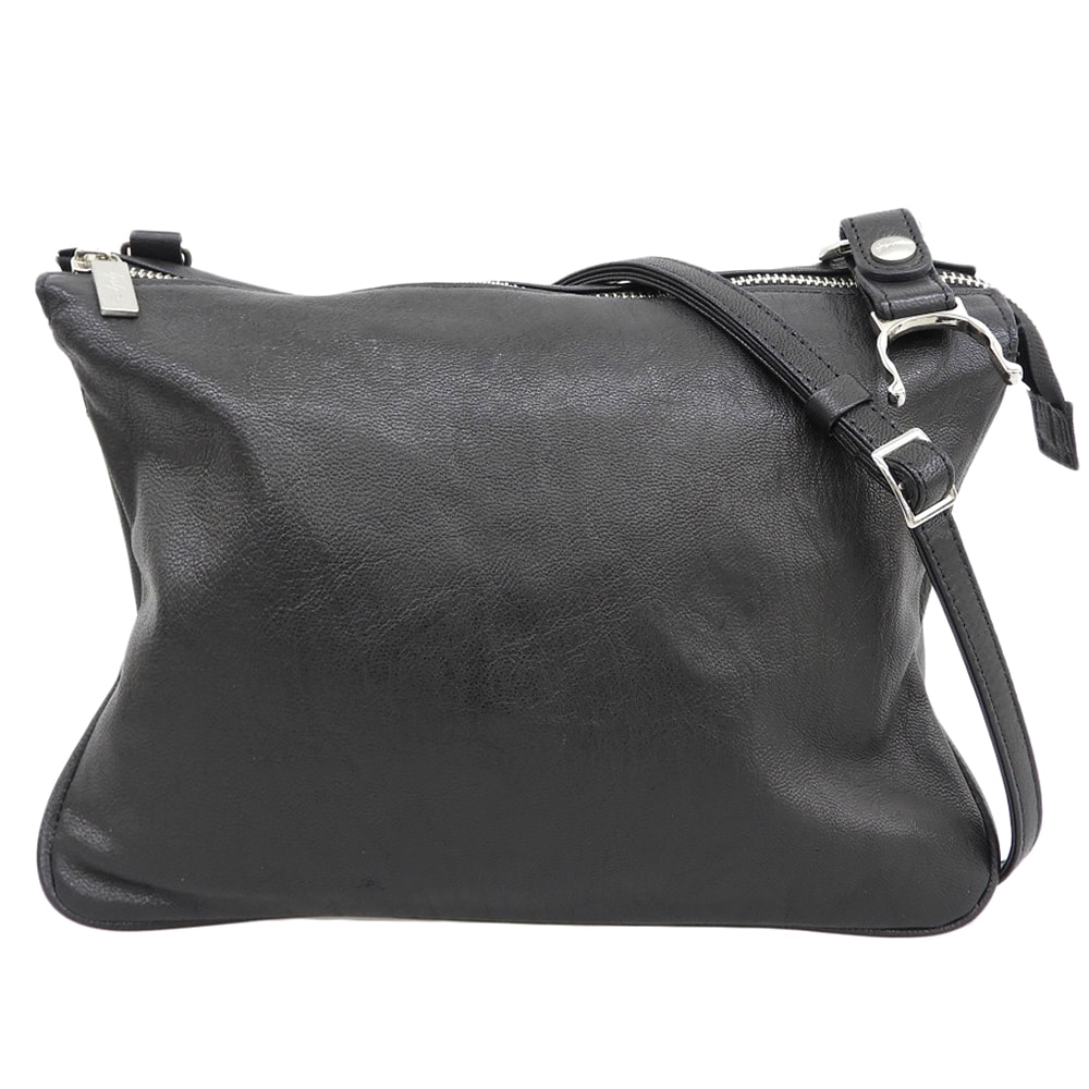 ヨウジヤマモト 美品 GRAIN GOAT SKIN 2 MINI SHOULDER BAG ショルダーバッグ レディース 黒 ブラック FP-I85-760