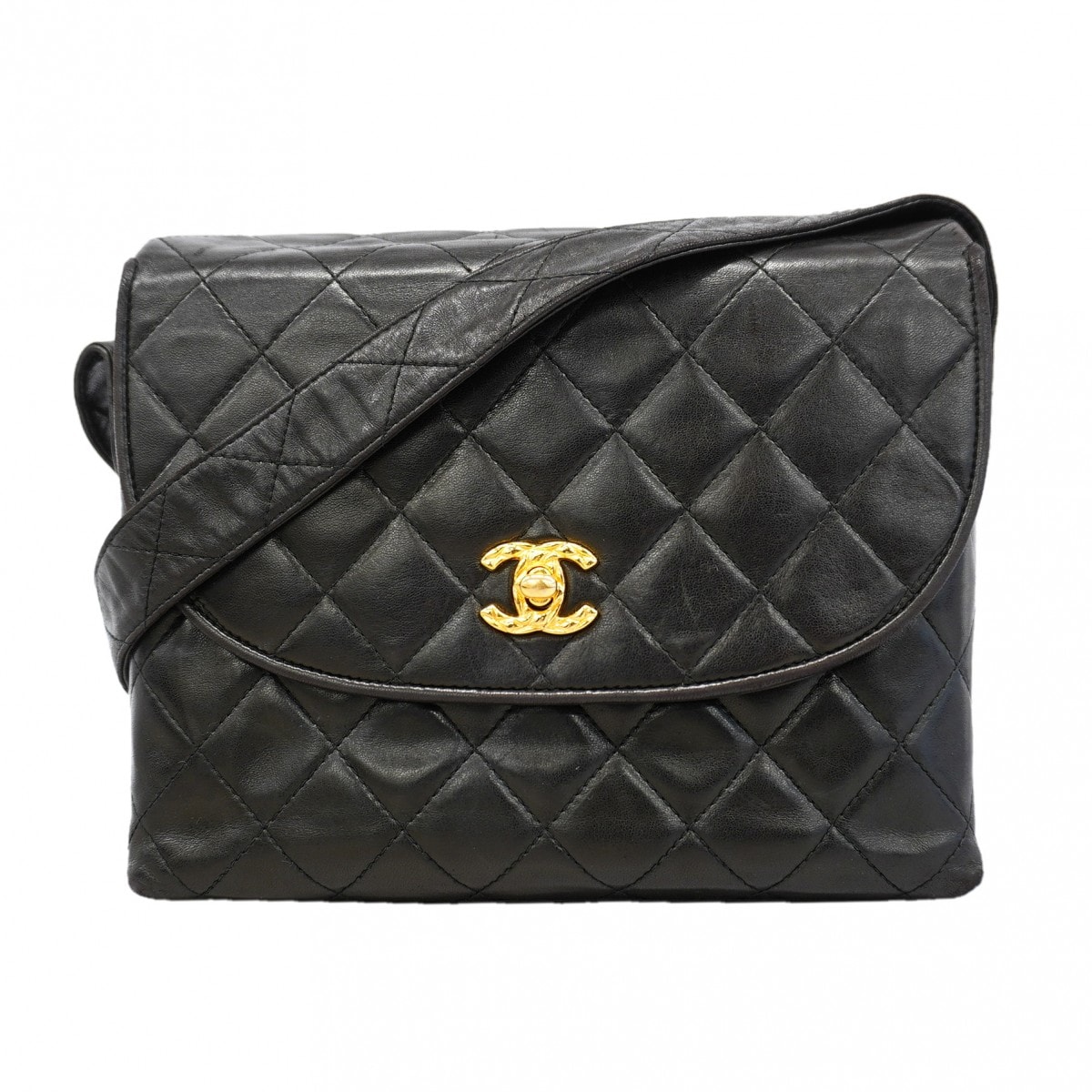 【6gd5340】シャネル ショルダーバッグ マトラッセ ラムスキン ブラック ゴールド金具【中古】レディース