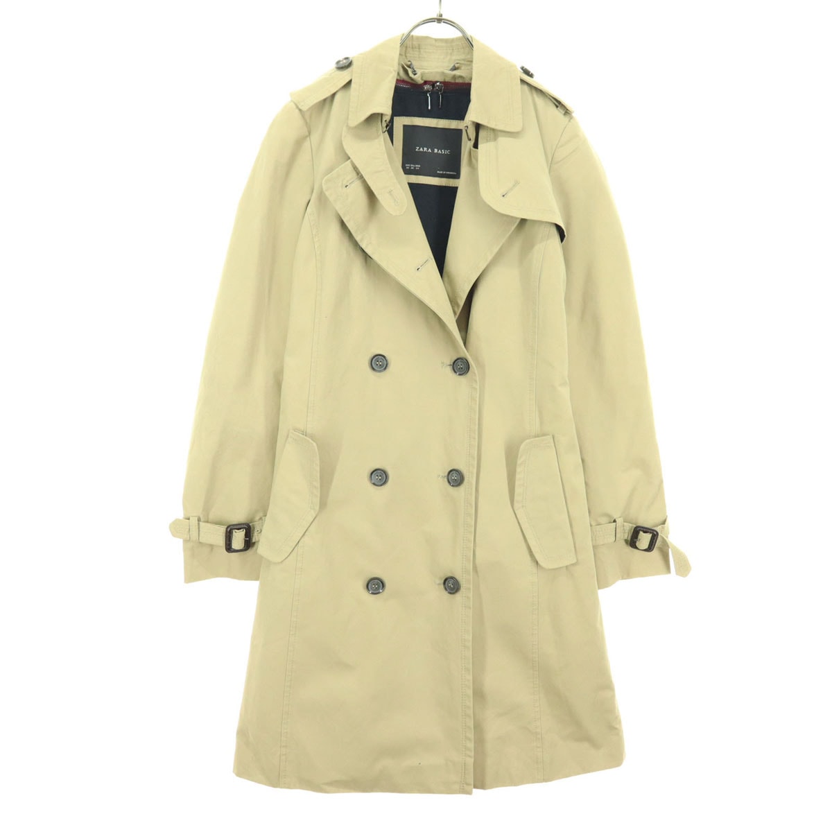 ZARA BASIC ザラベーシック コットン 長袖 ダブルブレスト トレンチコート XS ベージュ系