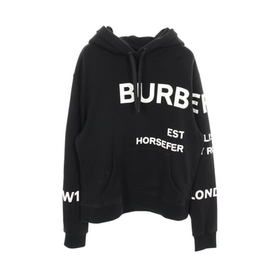 バーバリー BURBERRY ホースフェリー パーカー 衣料品 トップス コットン レディース ブラック系 / ホワイト系 【中古】