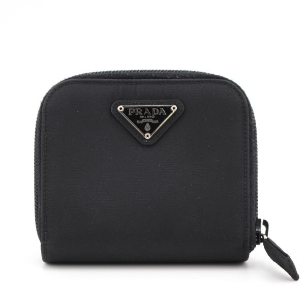 プラダ PRADA 二つ折り財布 三角プレート ラウンドファスナー