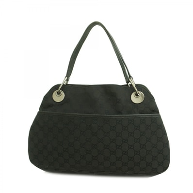 【6dd4451】グッチ トートバッグ GGキャンバス 121023 キャンバス ブラック シルバー金具【中古】レディース