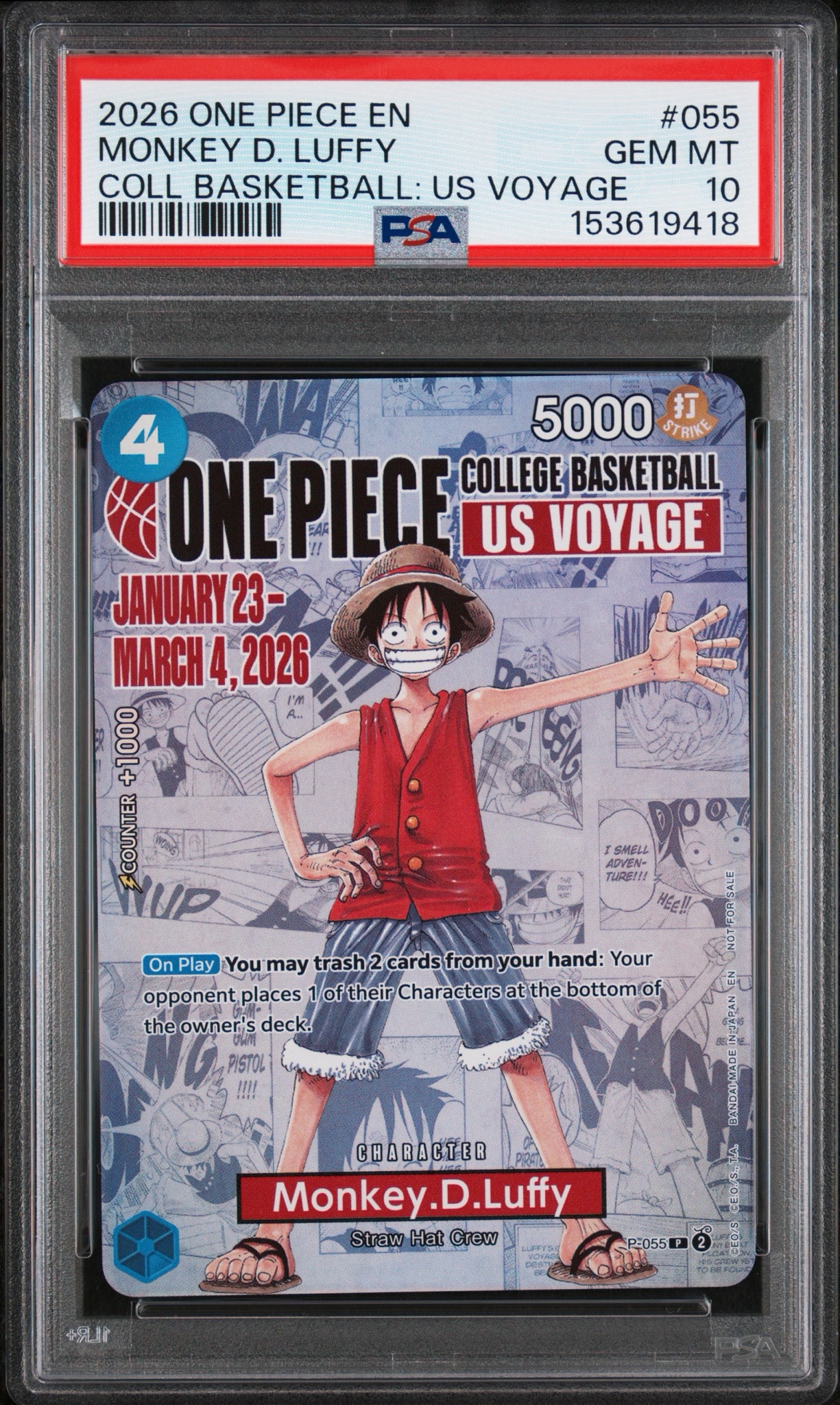 PSA10】モンキー・D・ルフィ：P (開封済) [P-055]【英語版