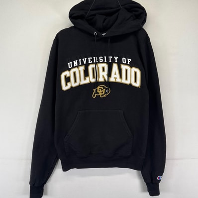 古着 チャンピオン Champion パーカー プルオーバー スウェット カレッジロゴ 袖ワンポイント XS ブラック系 メンズ