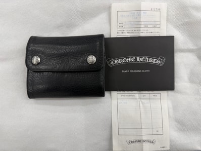 Chrome Hearts Wave Mini Dagger Button Leather Wallet "Black/Silver"