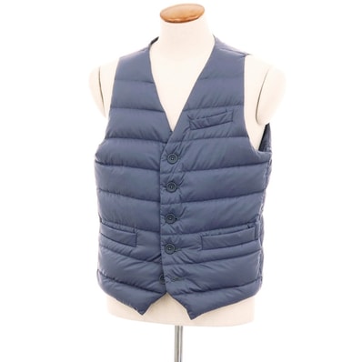 【中古】ヘルノ Herno ナイロン ダウンベスト ジレ スモークブルー【サイズ48】【メンズ】